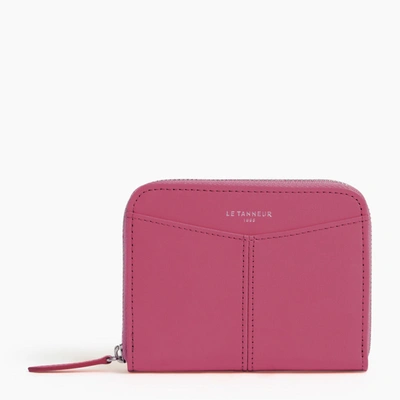 Le Tanneur Charlotte Zipped Coin Case With Removable Card Compartments In Smooth Leather In Pink