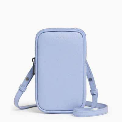 Le Tanneur Emile Phone Case In Pebbled Leather In Blue