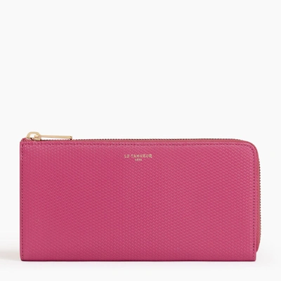 Le Tanneur Emilie Zipped Travel Companion In T Signature Leather In Pink