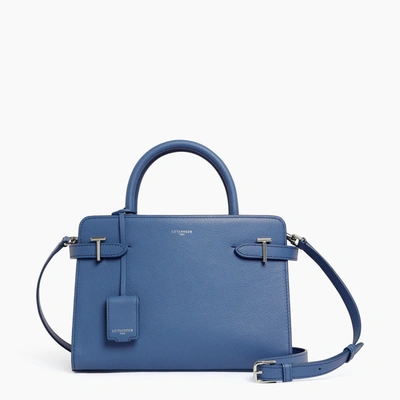 Le Tanneur Emilie Medium-sized Handbag In Pebbled Leather In Blue