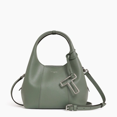 Le Tanneur Juliette Small Handbag In Pebbled Leather In Green