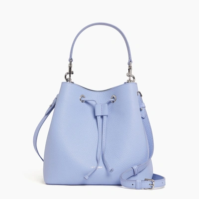 Le Tanneur Louise Bucket Bag In Pebbled Leather In Blue