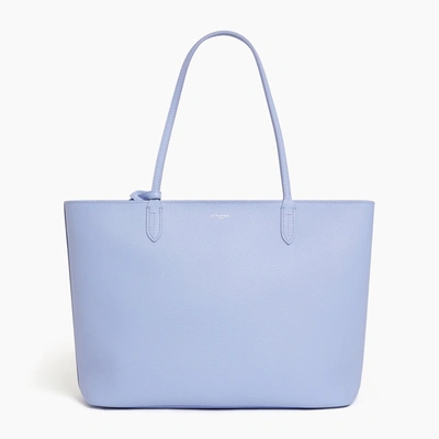 Le Tanneur Louise Large Tote In Pebbled Leather In Blue