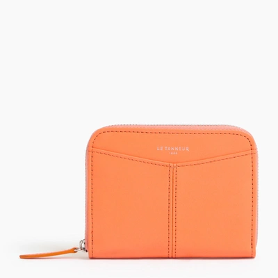 Le Tanneur Charlotte Zipped Coin Case With Removable Card Compartments In Smooth Leather In Orange