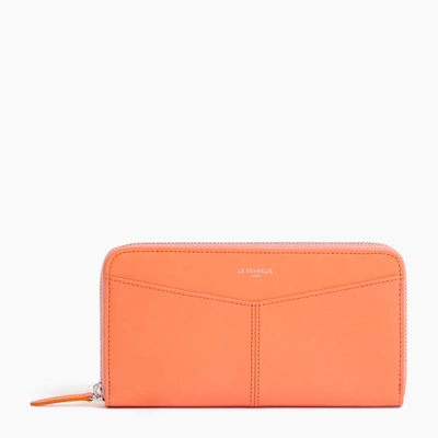 Le Tanneur Charlotte Zipped Travel Companion In Smooth Leather In Orange