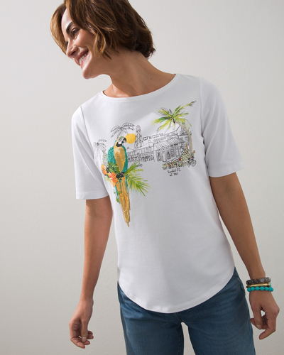 Chico's Sanibel Periwinkle Place Tee In White