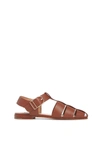 Gabriela Hearst Lynn Flat Sandal In Cognac Nappa Leather With Stitch In Cognac
