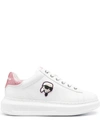 Karl Lagerfeld Leather Kapri Low Top Sneakers With Glitter Detail And Iconi In 01p