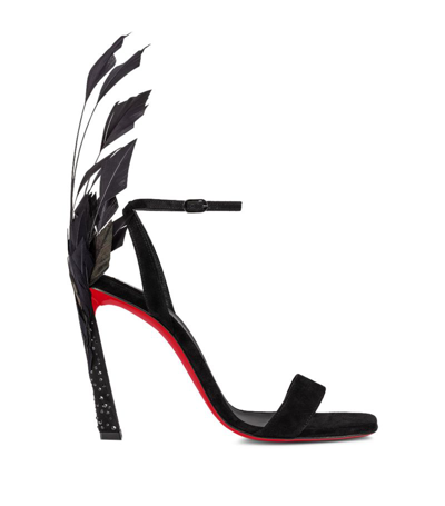 Christian Louboutin Condora Queen Feather-embellished Sandals 100 In Black