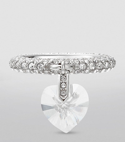 Jimmy Choo Crystal-embellished Heart Ring In Silver/crystal