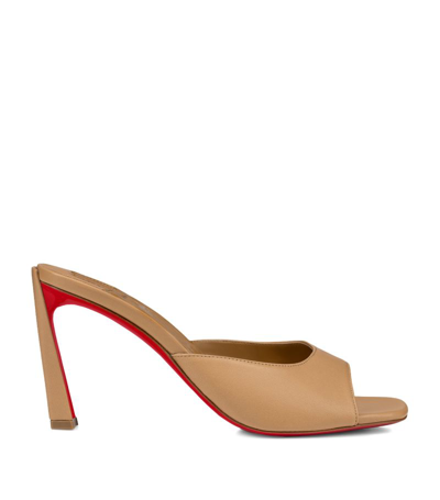 Christian Louboutin Condora 85 Beige Leather Mules In Yellow