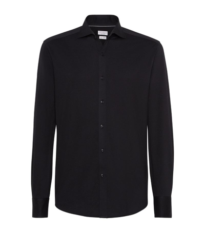 Brunello Cucinelli Long-sleeve Cotton Shirt In Black