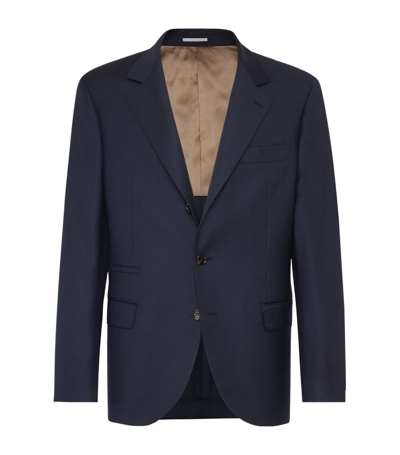 Brunello Cucinelli Single-breasted Virgin-wool Blazer In Navy Blue