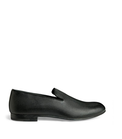 Giorgio Armani Leather Loafers In Black