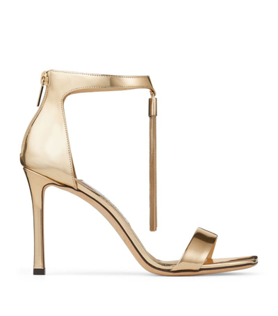 Jimmy Choo Vinca 95 Leather Sandals In Gold