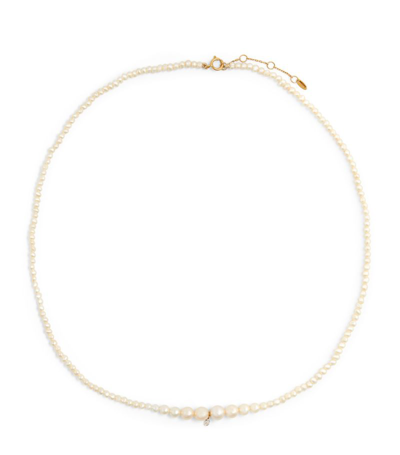 Persée Yellow Gold, Diamond And Pearl Necklace