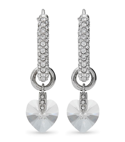 Jimmy Choo Crystal-embellished Heart Hoop Earrings In Metallic