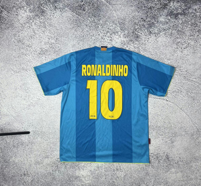 Pre-owned F C Barcelona X Soccer Jersey Fcb Producte Oficial 10 Ronaldinho F.c Barselona Jersey In Blue