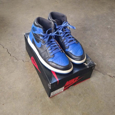 Pre-owned Jordan Nike Air Jordan Retro 1 High Og Royals Size 10.5 555088-007 Shoes In Blue/black