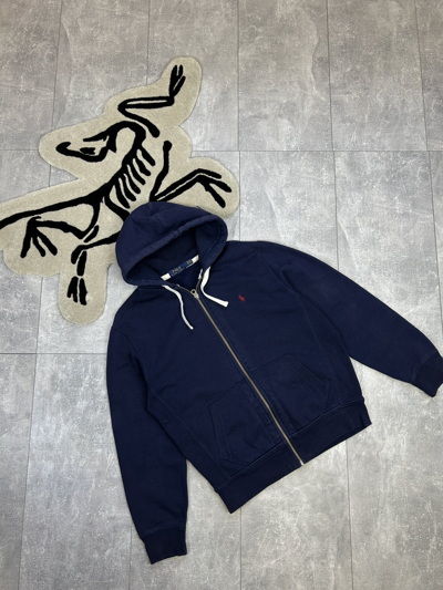 Pre-owned Polo Ralph Lauren X Vintage Mens Vintage Polo Ralph Laurent Zip Hoodie Y2k Rugby 90's In Navy
