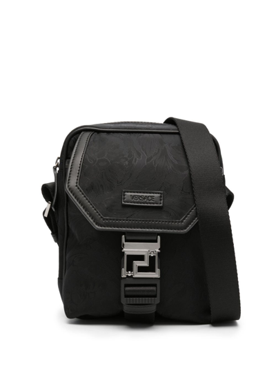 Versace Nylon Messenger Bag In Black
