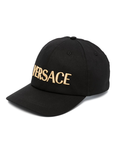 Versace Logo Baseball Cap In Black