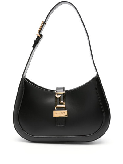 Versace Greca Goddess Leather Shoulder Bag In Black