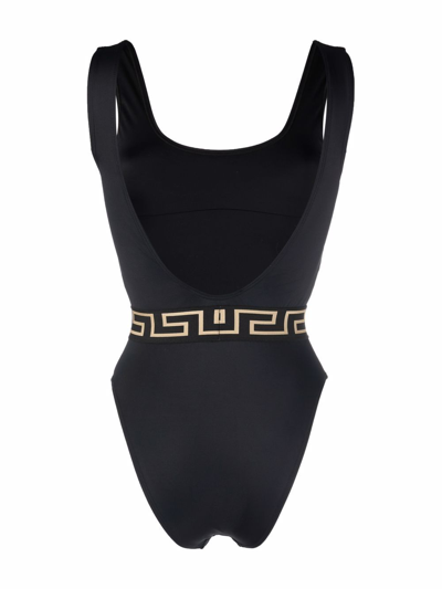 Versace Greca-print Swimsuit In Black