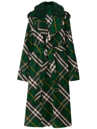 BURBERRY CHECK COTTON TRENCH COAT