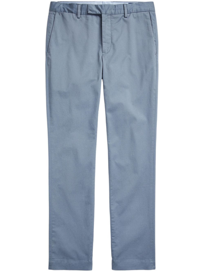 Polo Ralph Lauren Logo-tag Twill Straight-leg Trousers In Bay Blue