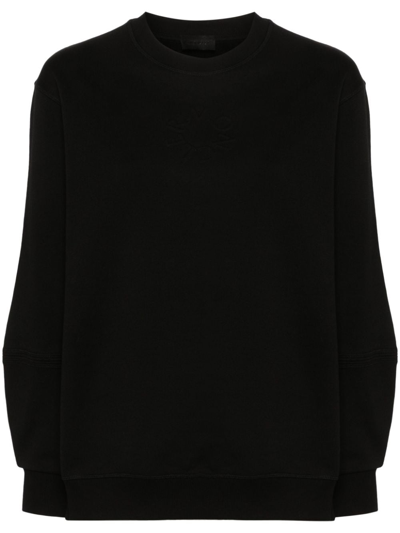 Moncler Embossed-logo Cotton Sweatshirt In Black