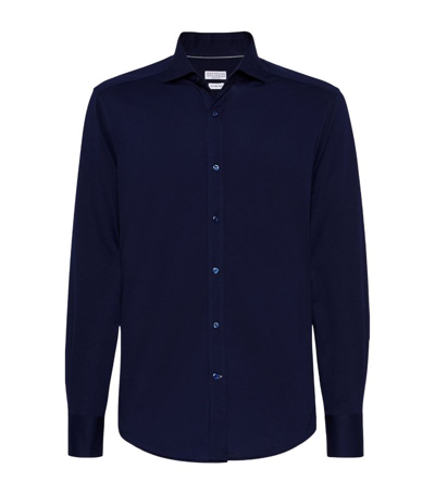 Brunello Cucinelli Cotton Long-sleeve Shirt In Blue
