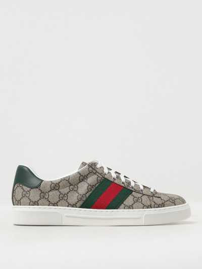 Gucci Gg Supreme Fabric And Leather Sneakers In Multi