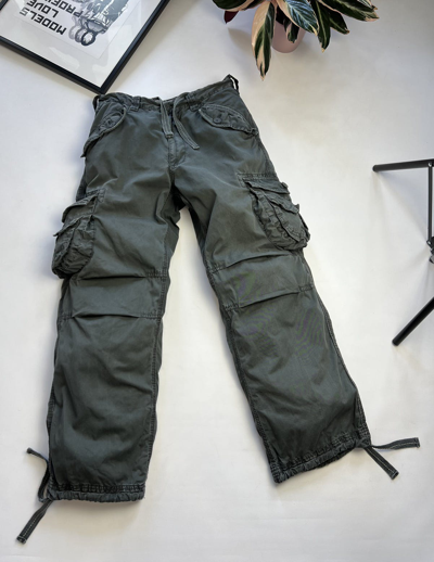 Pre-owned Vintage 3d Pocket Flare Cargo Pants Multipocket Parachute In Multicolor