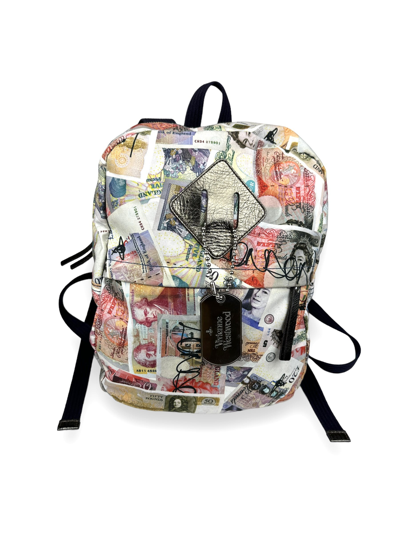Pre-owned Vivienne Westwood Grail!  Money Currency Multi Print Backpack In Multicolor