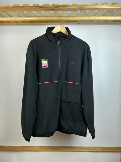 Pre-owned Adidas Originals 1/3 Zip Fleece Sweatshirt In Black