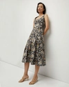Veronica Beard Jolie Printed A-line Midi Dress In Black Multi