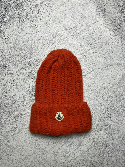 Pre-owned Moncler Orange Alpaca Hat Luxury