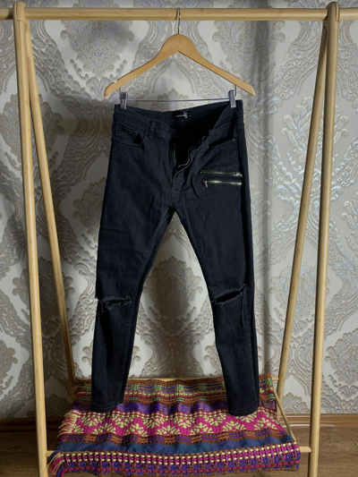 Pre-owned Maniere De Vior Vintage Maniere De Voir Skinny Denim Pants Japan Style Y2k In Black