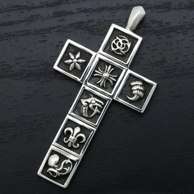 Pre-owned Chrome Hearts Multi-framed Cross Pendant In Silver