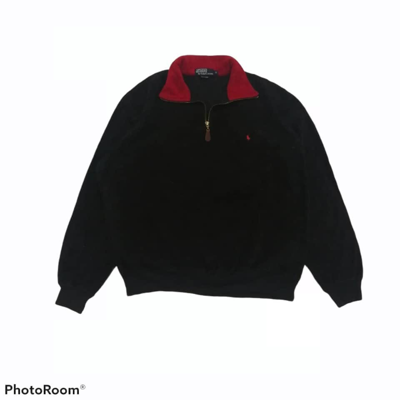 Pre-owned Polo Ralph Lauren X Vintage Polo Ralph Laurent Quarter Zip Fleece Sweaters In Black