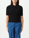 Tory Burch Crewneck Viscose Blend Top W/ Collar In Black