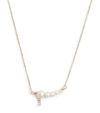 PERSÉE YELLOW GOLD, DIAMOND AND 5-PEARL GRADIENT CHAIN NECKLACE