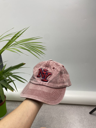 Pre-owned Archival Clothing X Vintage Washed Distressed New York Y2k Crashed Cap In Pink
