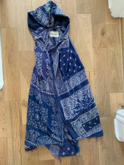 Pre-owned Greg Lauren T 1/1 Paisley Bandanna Tunic Size L Sample In Blue