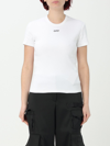 Off-white Cropped Ribbed Cotton T-shirt With Wide Sleeves In White