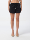 Off-white Ribbed Waist Drawstring Shorts With Mesh Insert In Black
