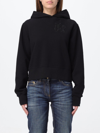 Palm Angels Brushed Cotton Hoodie With Embroidered Hoodie In Black