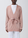 Missoni Metallic-threading V-neck Belted Cardigan In Pink