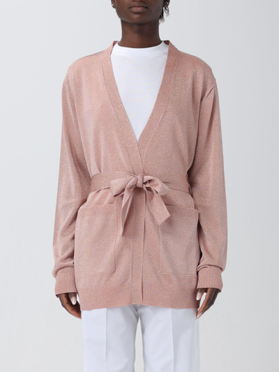 Missoni Metallic-threading V-neck Belted Cardigan In Pink